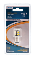 Camco 1157 LED replacement automotive bulb, bright white, 140 lumens.
