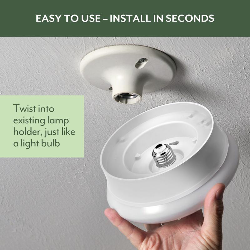 ETI Lighting 7-inch Spin Light installation illustration showing twist-in installation into an existing lamp holder.