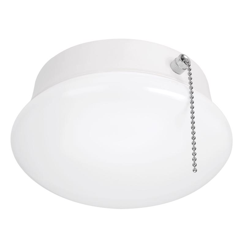 ETI Lighting 7-inch white Spin Light flush mount with pull chain.
